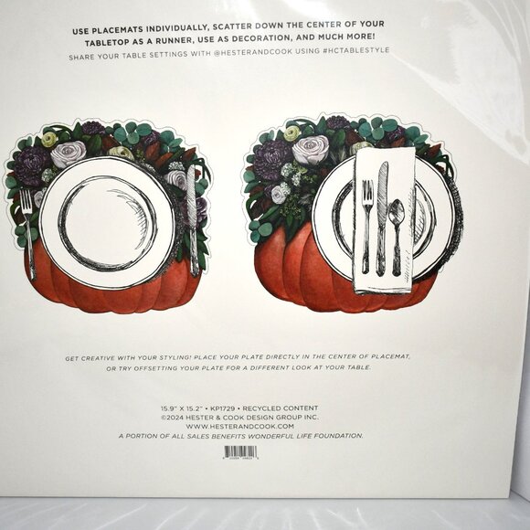 Hester & Cook 12 Die-cut Pumpkin Posey Placemat 15.9" x 15.2" NWT - Picture 4 of 4